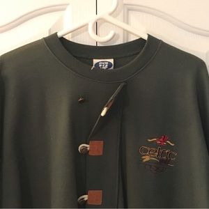 🇨🇦 CELTIC GOLD LOGO 🇨🇦 Men’s Faux Tab Green Long Sleeve Sweatshirt Size …